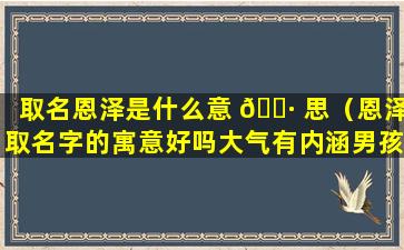 取名恩泽是什么意 🌷 思（恩泽取名字的寓意好吗大气有内涵男孩名字 🐼 精选）